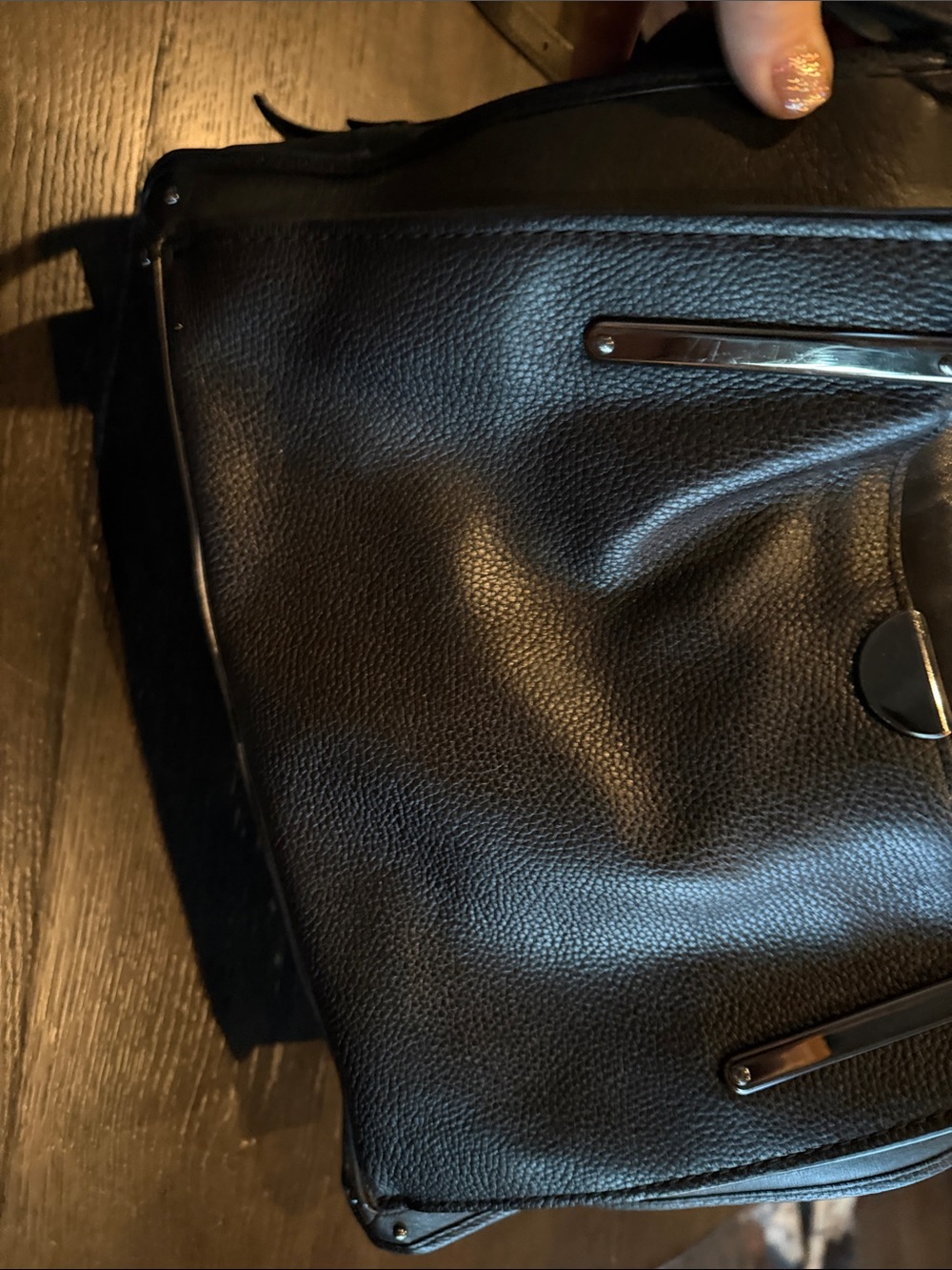 Coach Black Leather Satchel with Silver Stud & Skull Accents - Picture 3 of 6